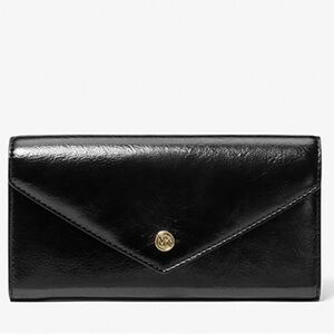Michael Kors Jet Set Travel Large Patent Envelope Wallet Black